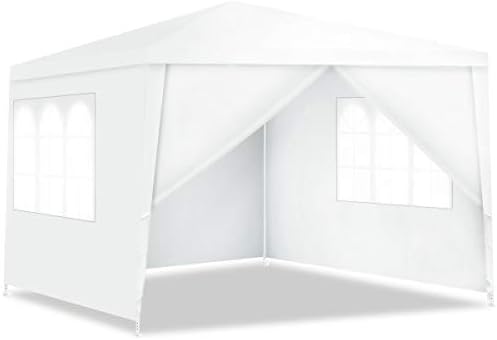 10'x10' Canopy Tent, Party Wedding BBQ Tent, Heavy Duty Gazebo Shelter Pavilion Cater w/4 Removable Sidewalls