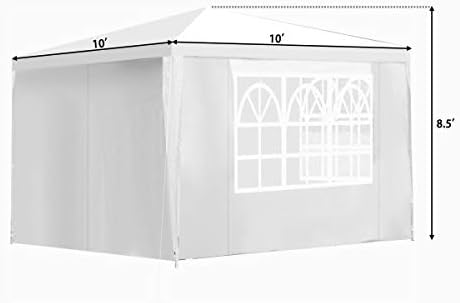 10'x10' Canopy Tent, Party Wedding BBQ Tent, Heavy Duty Gazebo Shelter Pavilion Cater w/4 Removable Sidewalls, alternate view