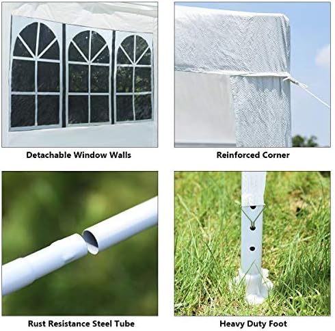 10'x10' Canopy Tent, Party Wedding BBQ Tent, Heavy Duty Gazebo Shelter Pavilion Cater w/4 Removable Sidewalls, alternate view