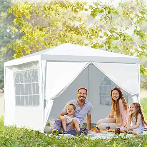 10'x10' Canopy Tent, Party Wedding BBQ Tent, Heavy Duty Gazebo Shelter Pavilion Cater w/4 Removable Sidewalls, alternate view