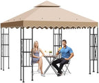 10'X10' Gazebo Canopy Top Replacement Double Tier Canopy Replacement Top Cover with Air Vent Grill Top Roof for