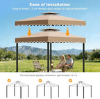 10'X10' Gazebo Canopy Top Replacement Double Tier Canopy Replacement Top Cover with Air Vent Grill Top Roof for, alternate