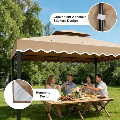 10'X10' Gazebo Canopy Top Replacement Double Tier Canopy Replacement Top Cover with Air Vent Grill Top Roof for, alternate