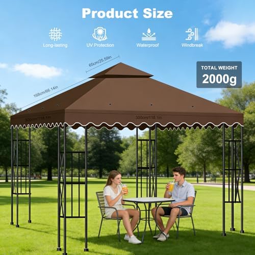 10'X10' Gazebo Canopy Top Replacement Double Tier Canopy Replacement Top Cover with Air Vent Grill Top Roof for, alternate