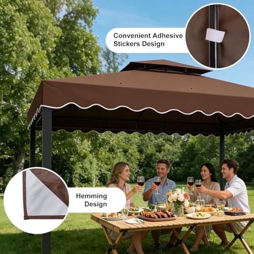 10'X10' Gazebo Canopy Top Replacement Double Tier Canopy Replacement Top Cover with Air Vent Grill Top Roof for, alternate