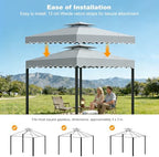 10'X10' Gazebo Canopy Top Replacement Double Tier Canopy Replacement Top Cover with Air Vent Grill Top Roof for, alternate