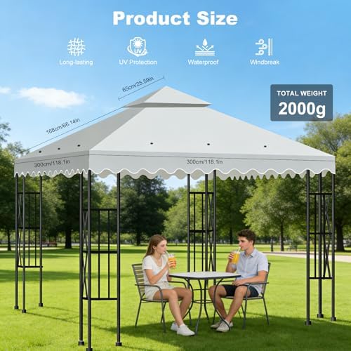 10'X10' Gazebo Canopy Top Replacement Double Tier Canopy Replacement Top Cover with Air Vent Grill Top Roof for, alternate