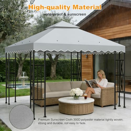 10'X10' Gazebo Canopy Top Replacement Double Tier Canopy Replacement Top Cover with Air Vent Grill Top Roof for, alternate