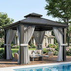 10'x10' Gazebo Outdoor All-Aluminum Gazebo Dark Gray