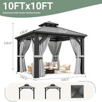 10'x10' Gazebo Outdoor All-Aluminum Gazebo Dark Gray, alternate view 2