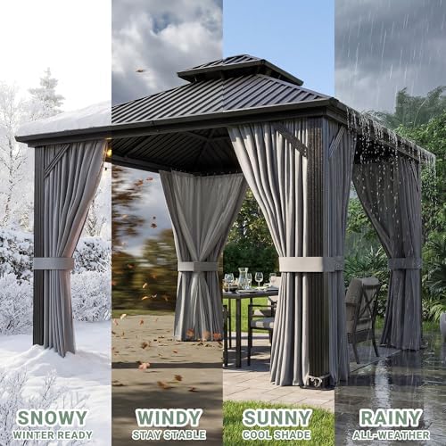 10'x10' Gazebo Outdoor All-Aluminum Gazebo Dark Gray, alternate view 6