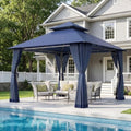 10'x10' Gazebo with Double Roof & Mosquito Netting, Blue in Blue