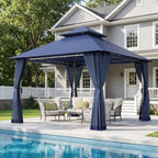 10'x10' Gazebo with Double Roof & Mosquito Netting, Blue in Blue
