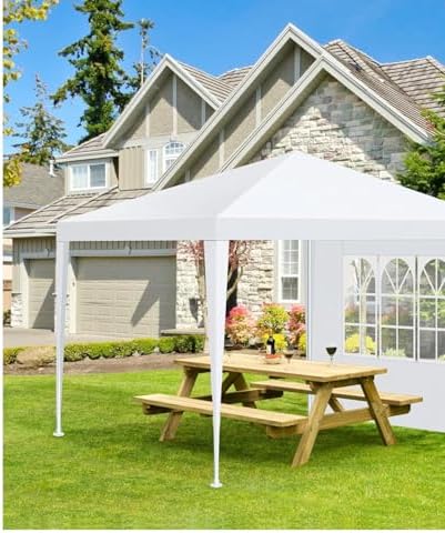 10'x10' Outdoor Canopy Tent, Party Tent with 3 Removable Sidewalls, Event Tents for Parties, Outside Waterproof