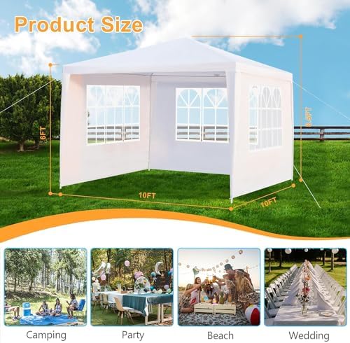 10'x10' Outdoor Canopy Tent, Party Tent with 3 Removable Sidewalls, Event Tents for Parties, Outside Waterproof, alternate