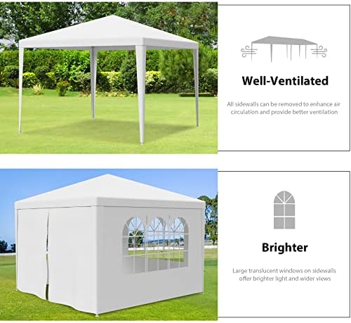 10 x10 Outdoor Gazebo White Canopy with sidewalls Party Wedding Tent Cater Events Pavilion Beach BBQ (10'X10'), alternate