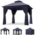 10'x10' Outdoor Gazebo with Curtain & Mosquito Netting, Blue in Blue