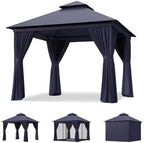 10'x10' Outdoor Gazebo with Curtain & Mosquito Netting, Blue in Blue