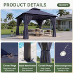 10'x10' Outdoor Gazebo with Curtain & Mosquito Netting, Blue in Blue, alternate view 4