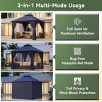 10'x10' Outdoor Gazebo with Curtain & Mosquito Netting, Blue in Blue, alternate view 5
