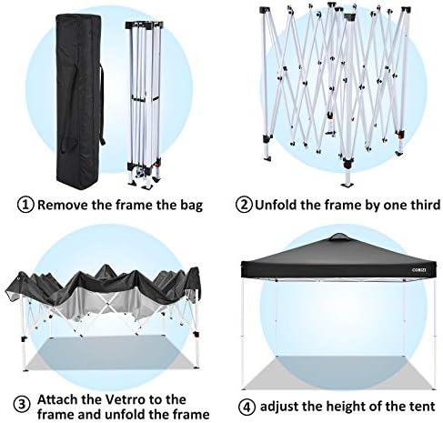 10'x10' Pop Up Canopy Tent Straight Leg Commercial Instant Canopy Pop Up Canopy with Sidewalls Outdoor Sun Shade, alternate