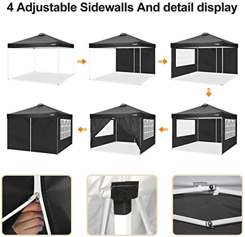 10'x10' Pop Up Canopy Tent Straight Leg Commercial Instant Canopy Pop Up Canopy with Sidewalls Outdoor Sun Shade, alternate