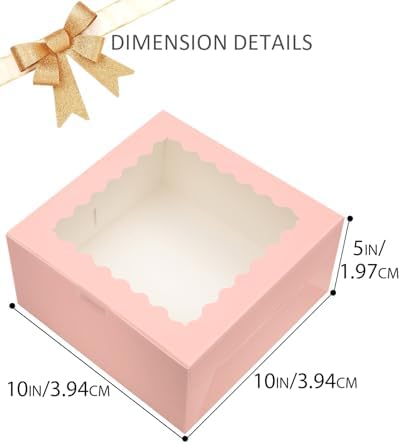 10"x10"x5" Cake Box, 36 Sets Pink Cake Box with Window & 36 Sets 10" Pink Cake Round Boards, for Cake, Treat, alternate view