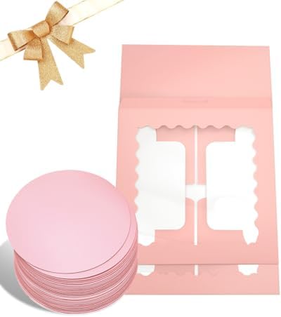10"x10"x5" Cake Box, 36 Sets Pink Cake Box with Window & 36 Sets 10" Pink Cake Round Boards, for Cake, Treat, alternate view