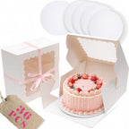 10"x10"x5" Cake Box, 36 Sets White Cake Box with Window & 36 Sets 10" White Cake Round Boards, for Cake, Treat