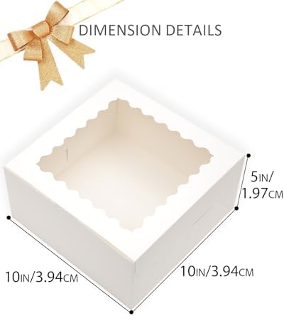 10"x10"x5" Cake Box, 36 Sets White Cake Box with Window & 36 Sets 10" White Cake Round Boards, for Cake, Treat, alternate