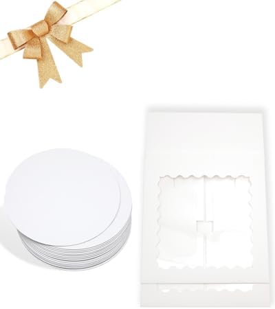 10"x10"x5" Cake Box, 36 Sets White Cake Box with Window & 36 Sets 10" White Cake Round Boards, for Cake, Treat, alternate