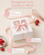 10"x10"x5" Cake Box, 36 Sets White Cake Box with Window & 36 Sets 10" White Cake Round Boards, for Cake, Treat, alternate