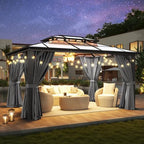 10'x14' Hardtop Gazebo with Polycarbonate Double Roof, Gray in Gray, alternate view 3