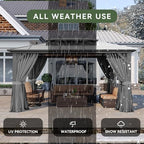 10'x14' Hardtop Gazebo with Polycarbonate Double Roof, Gray in Gray, alternate view 5