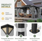 10'x14' Hardtop Gazebo with Polycarbonate Double Roof, Gray in Gray, alternate view 6