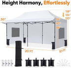 10'x20' Heavy Duty Pop up Canopy Tent with 3 Removable Sidewalls, alternate view 2