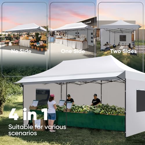 10'x20' Heavy Duty Pop up Canopy Tent with 3 Removable Sidewalls, alternate view 3