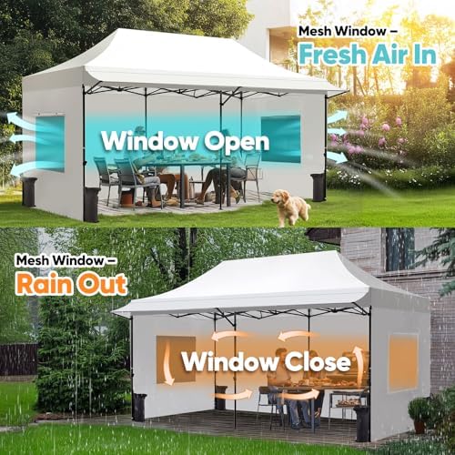 10'x20' Heavy Duty Pop up Canopy Tent with 3 Removable Sidewalls, alternate view 5