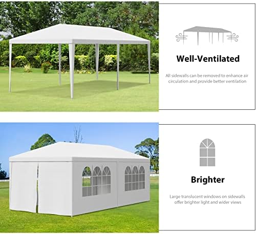 10'x20' Outdoor Canopy Tent Wedding Party Tent with Removable Sidewalls Heavy Duty Waterproof Gazebo Patio, alternate view 4