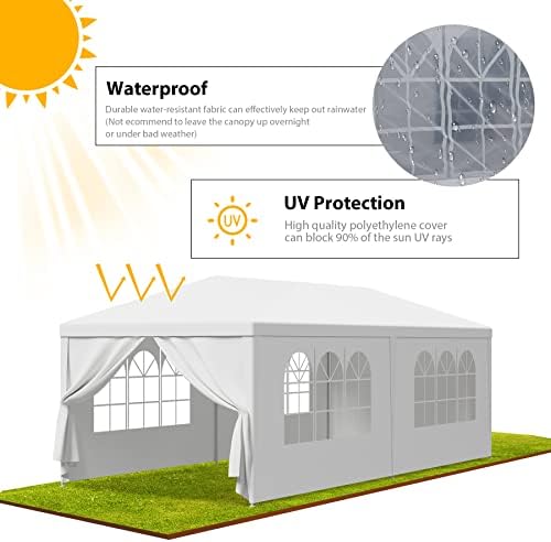 10'x20' Outdoor Canopy Tent Wedding Party Tent with Removable Sidewalls Heavy Duty Waterproof Gazebo Patio, alternate view 5