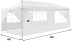 10'x20' Outdoor Canopy Tent, White Wedding Party Tent with 6 Removable Sidewalls & Carrying Bag, Heavy Duty, alternate view 2