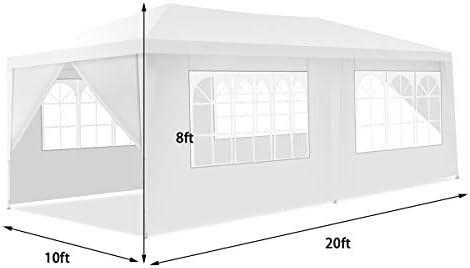 10'x20' Outdoor Canopy Tent, White Wedding Party Tent with 6 Removable Sidewalls & Carrying Bag, Heavy Duty, alternate view 2