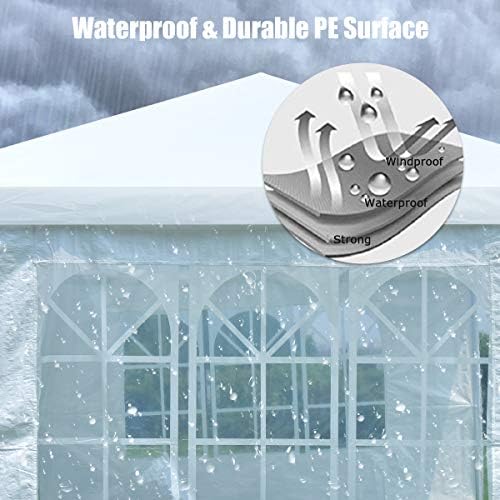 10'x20' Outdoor Canopy Tent, White Wedding Party Tent with 6 Removable Sidewalls & Carrying Bag, Heavy Duty, alternate view 4