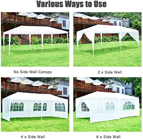 10'x20' Outdoor Canopy Tent, White Wedding Party Tent with 6 Removable Sidewalls & Carrying Bag, Heavy Duty, alternate view 5