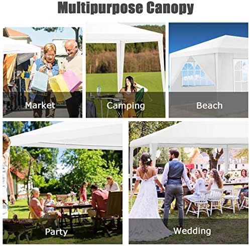 10'x20' Outdoor Canopy Tent, White Wedding Party Tent with 6 Removable Sidewalls & Carrying Bag, Heavy Duty, alternate view 6