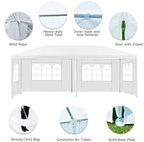10'x20' Outdoor Canopy Tent, White Wedding Party Tent with 6 Removable Sidewalls & Carrying Bag, Heavy Duty, alternate view 7