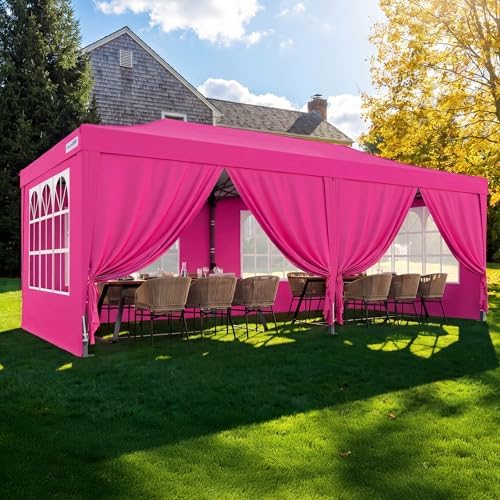 10'x20' Pop Up Canopy Tent with Sidewalls in Fuchsia