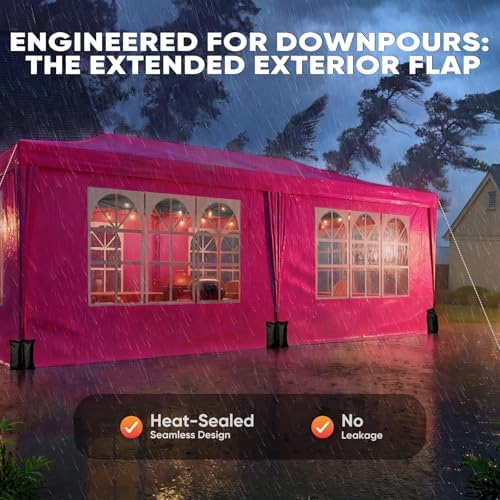 10'x20' Pop Up Canopy Tent with Sidewalls in Fuchsia, alternate view 5