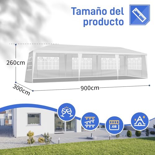 10'x30' Canopy Tent with 5 Removable Sidewalls Windows, Heavy Duty Party Tent, Large Outdoor Wedding Tents, alternate view 2