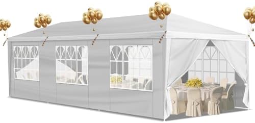 10'x30' Canopy Tent with 8 Removable Sidewalls Windows, Heavy Duty Party Tent, Large Outdoor Wedding Tent Canopy